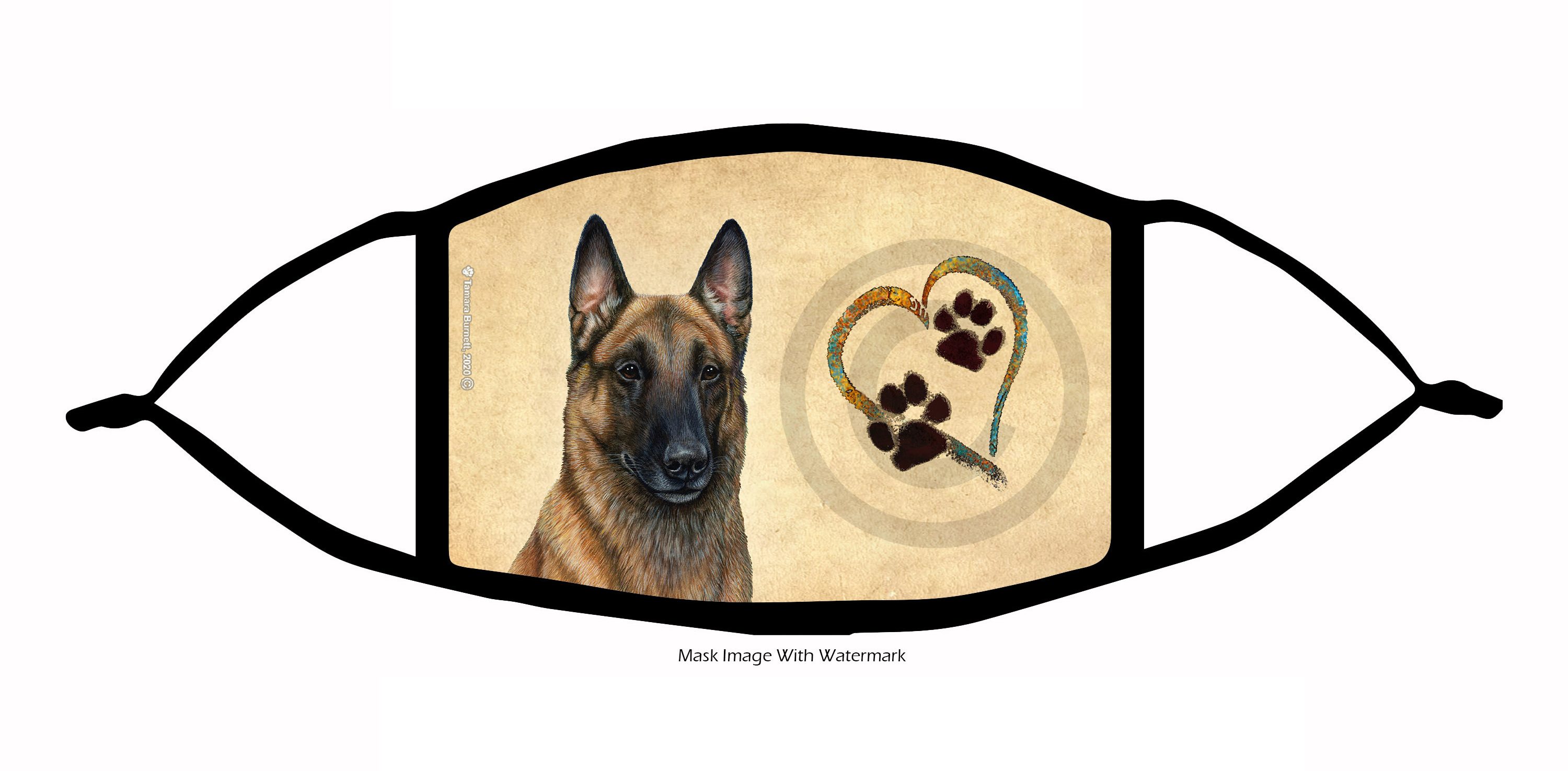 Belgian Malinois (Fawn) Paws On My Heart Cloth Face Mask image