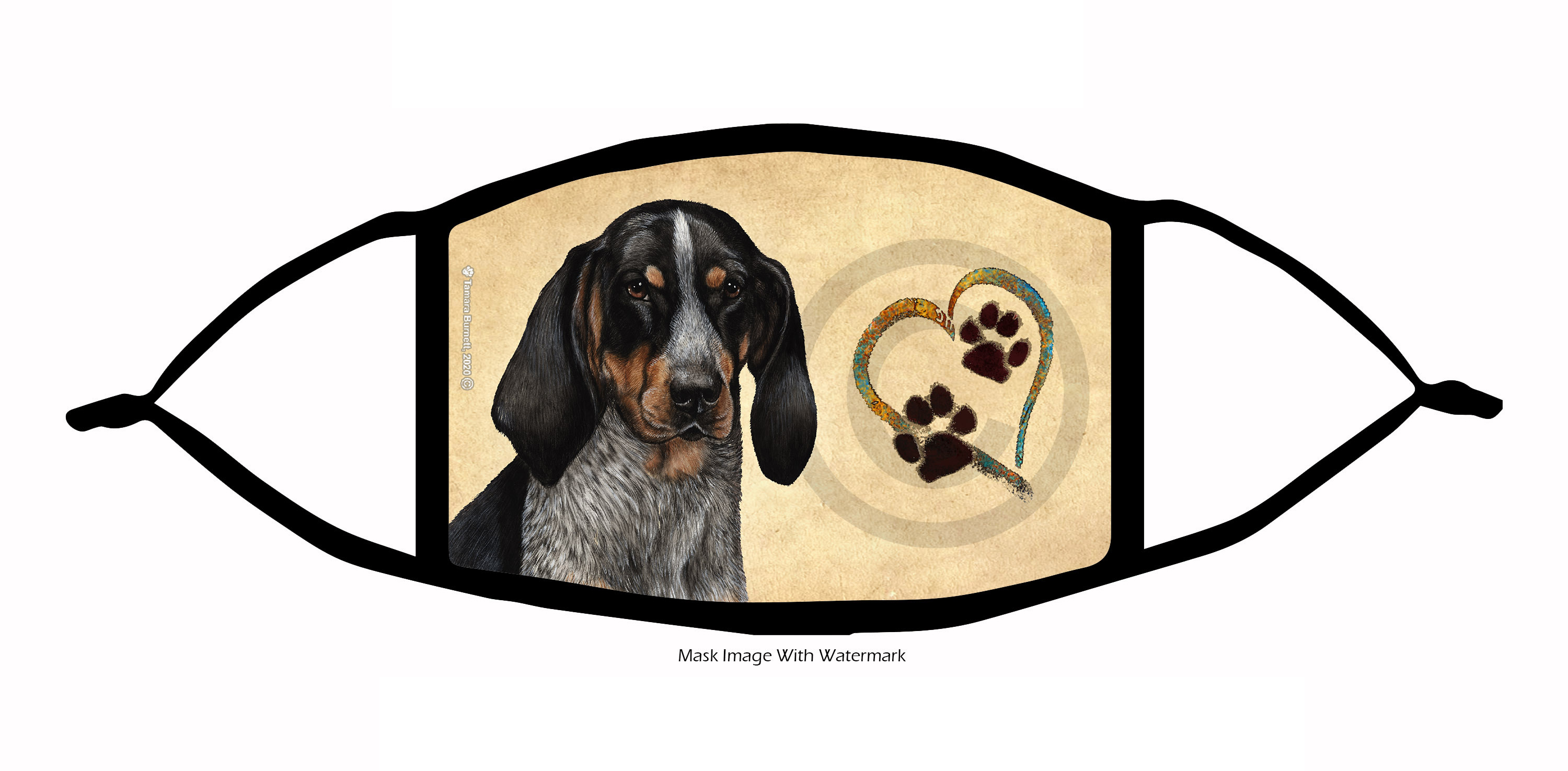 Blue Tick Coonhound Paws On My Heart Cloth Face Mask image