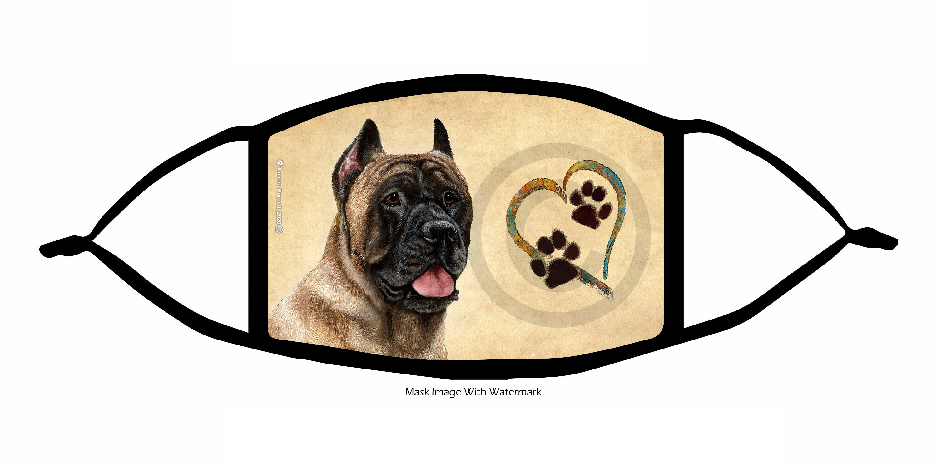Cane Corso (Fawn) Paws On My Heart Cloth Face Mask Image Cane Corso (Fawn) Paws On My Heart Cloth Face Mask Image