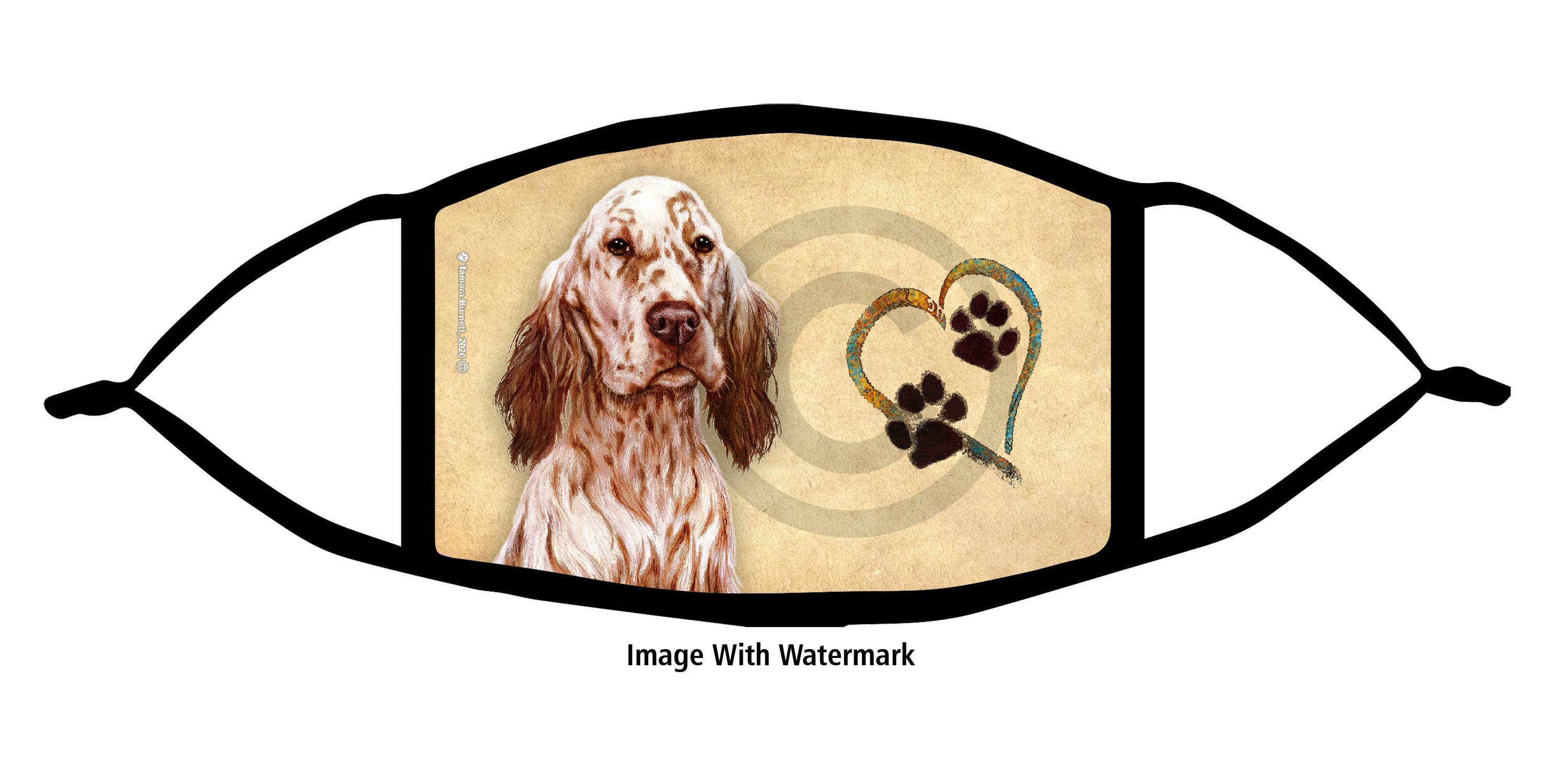 English Setter Orange Paws On My Heart Cloth Face Mask image