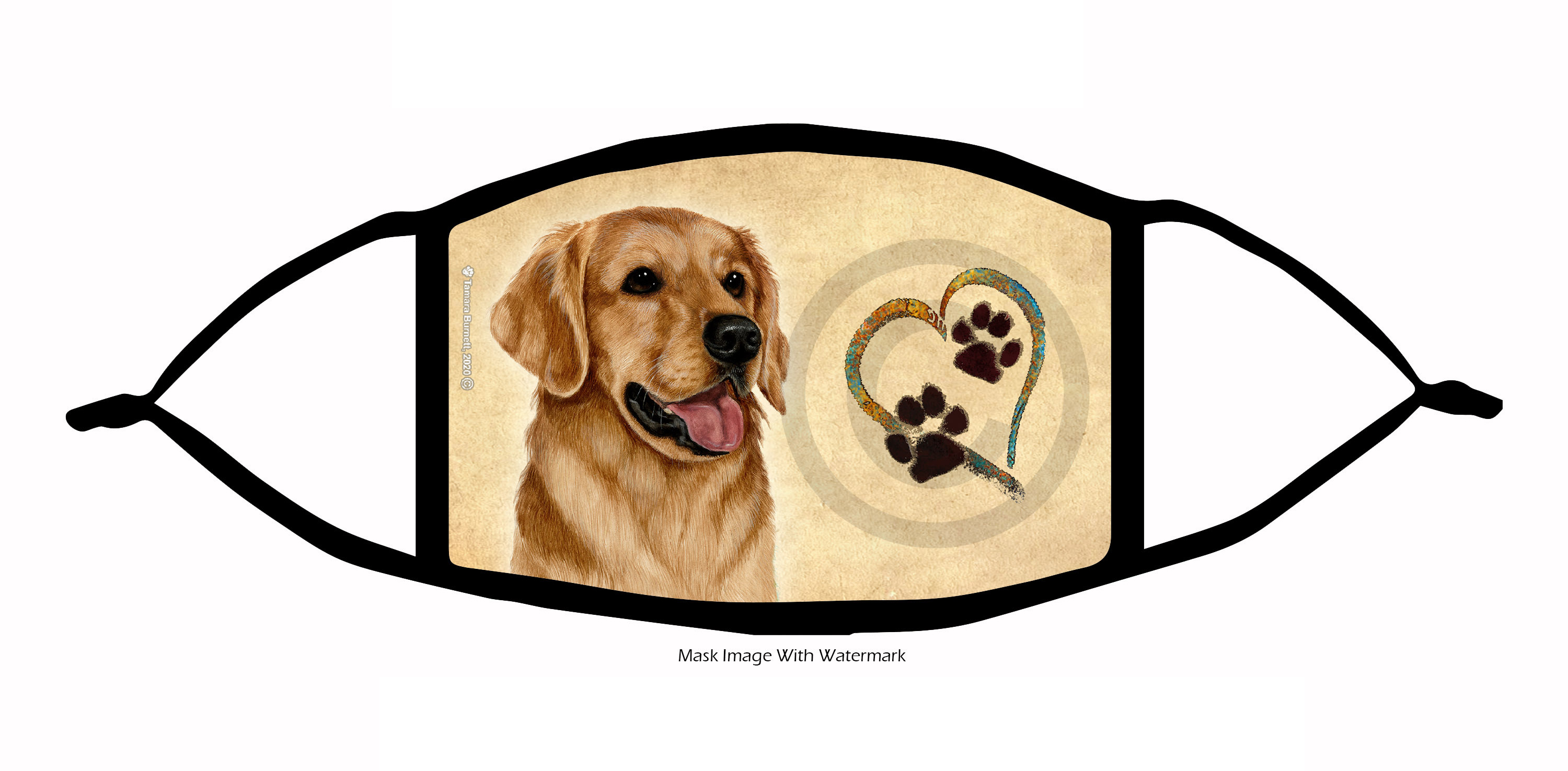 Golden Retriever (Gold) Paws On My Heart Cloth Face Mask image