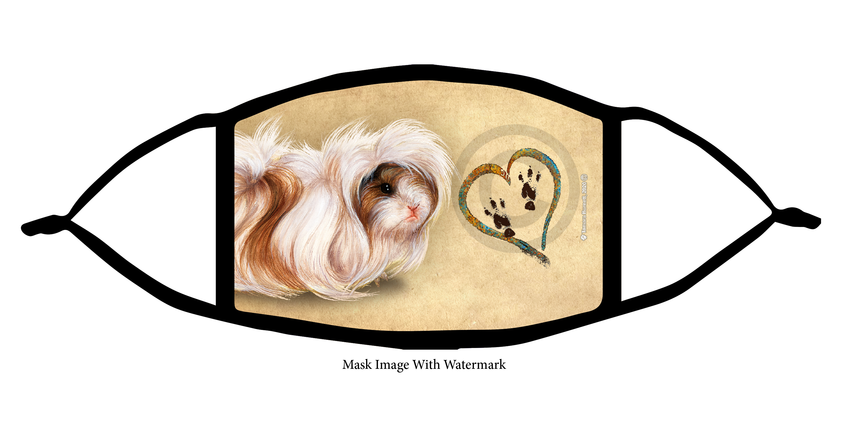 Guinea Pig (Peruvian) Paws On My Heart Cloth Face Mask Image