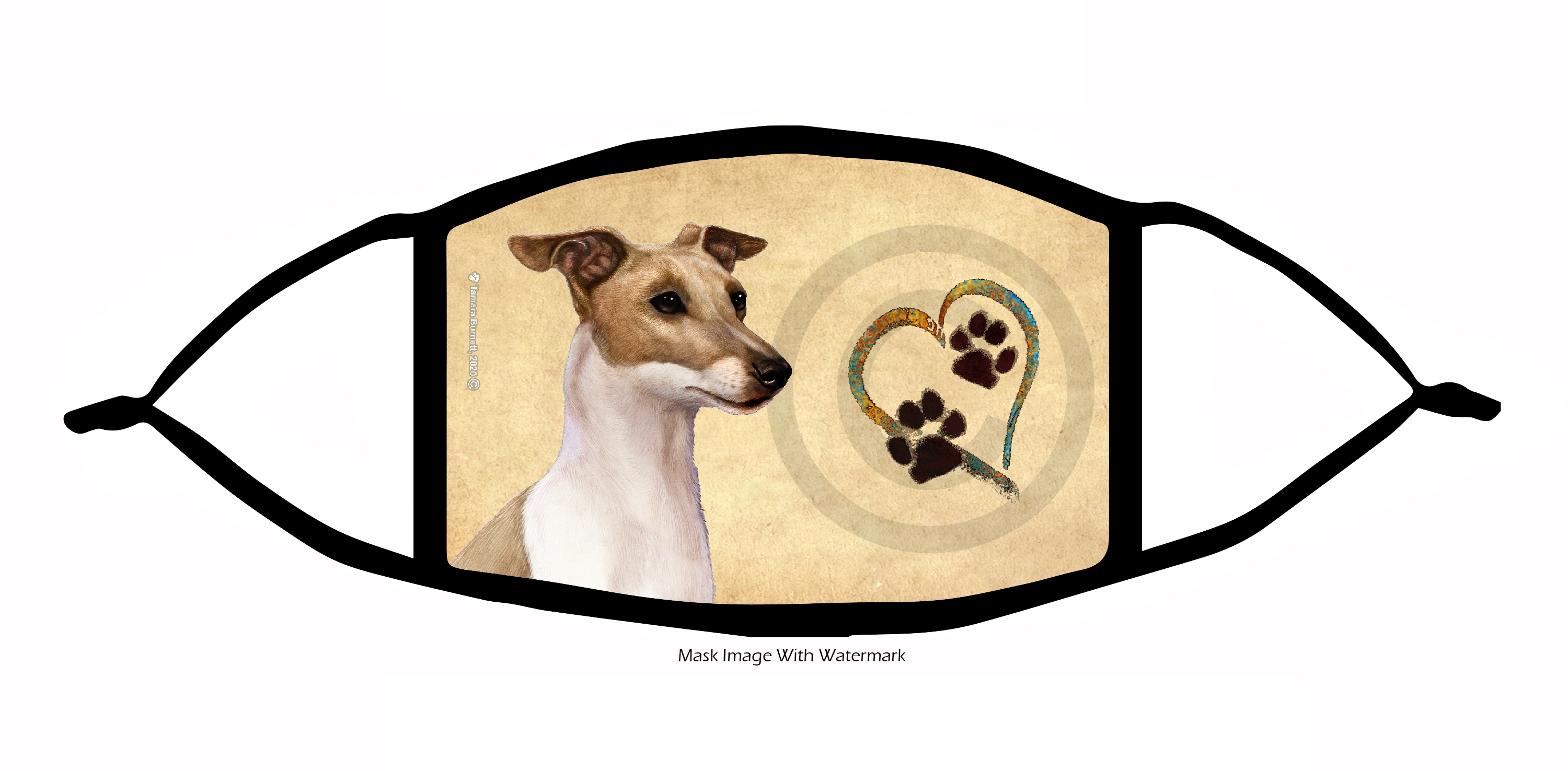 Italian Greyhound Paws On My Heart Cloth Face Mask image