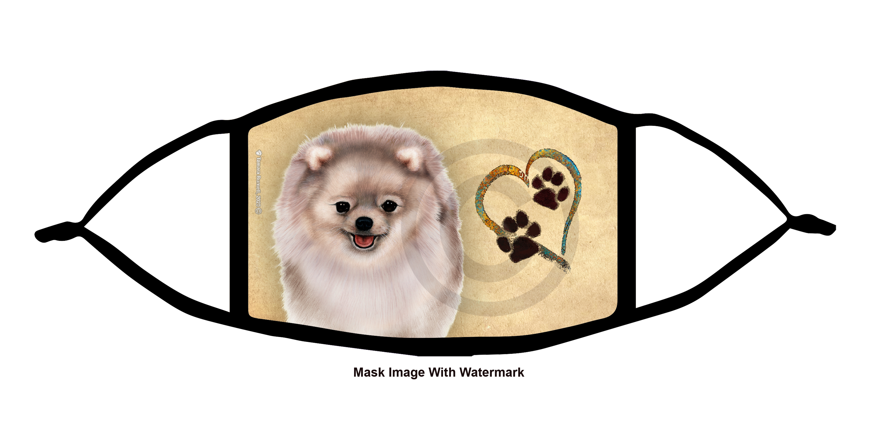 Pomeranian (Silver) Paws On My Heart Cloth Face Mask image