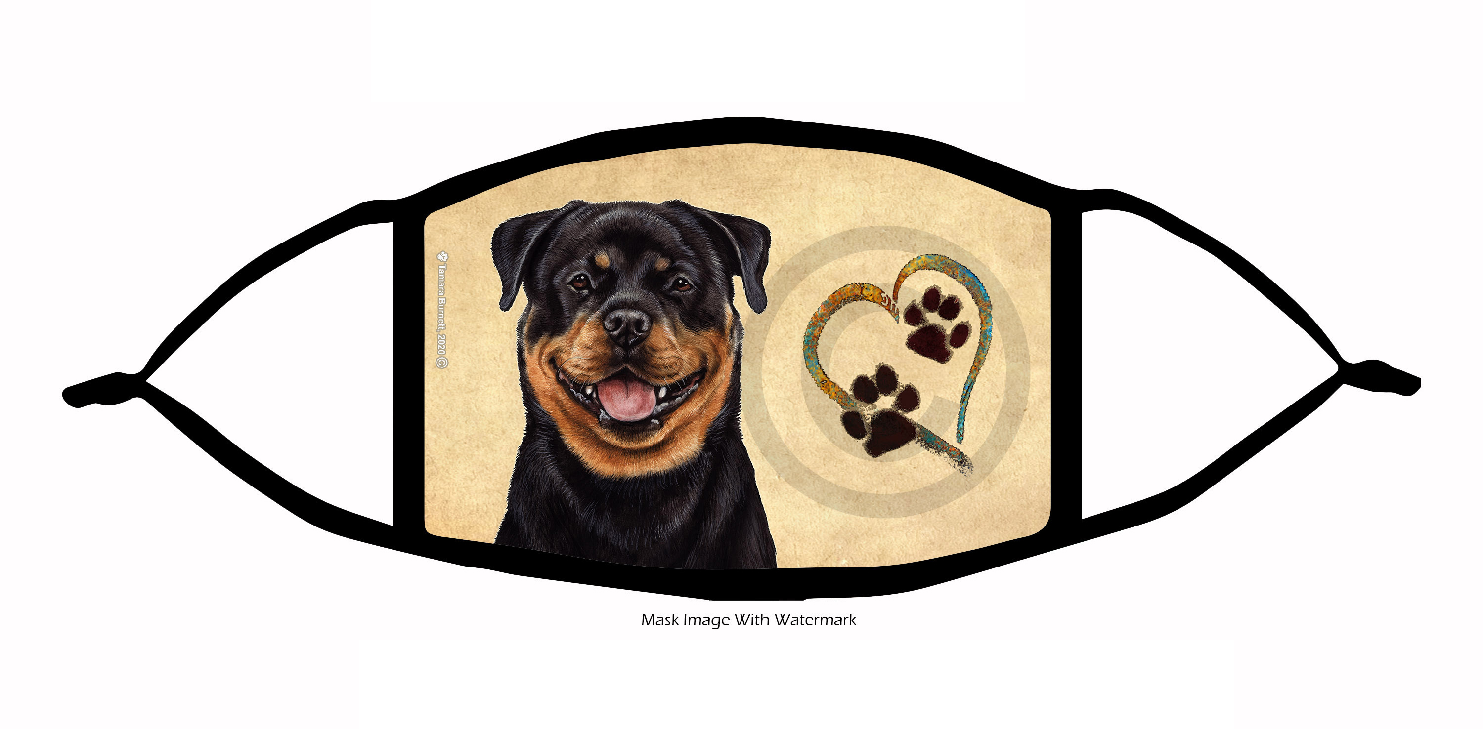 Rottweiler Paws On My Heart Cloth Face Mask image