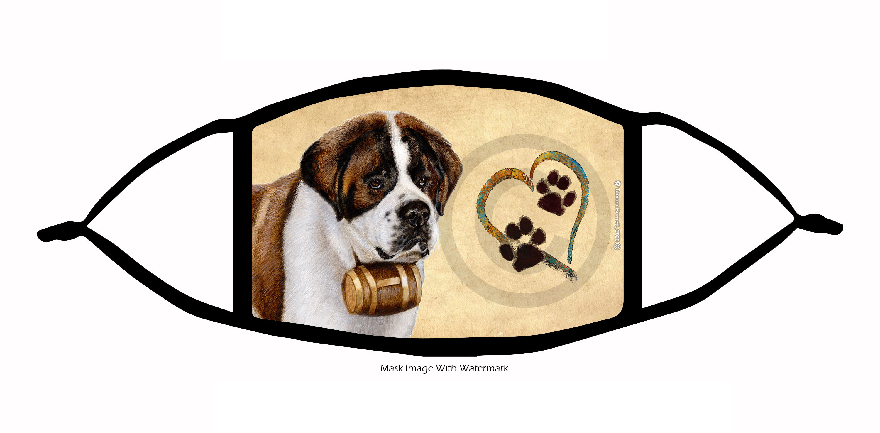 Saint Bernard Paws On My Heart Cloth Face Mask image
