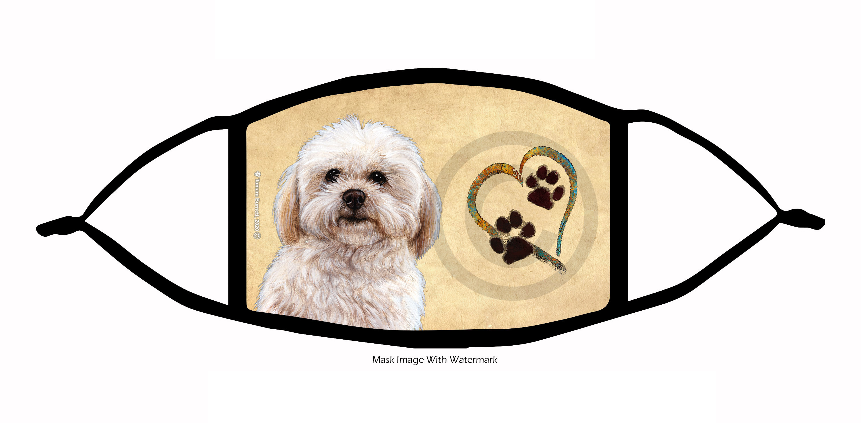 Shih-poo Paws On My Heart Cloth Face Mask image