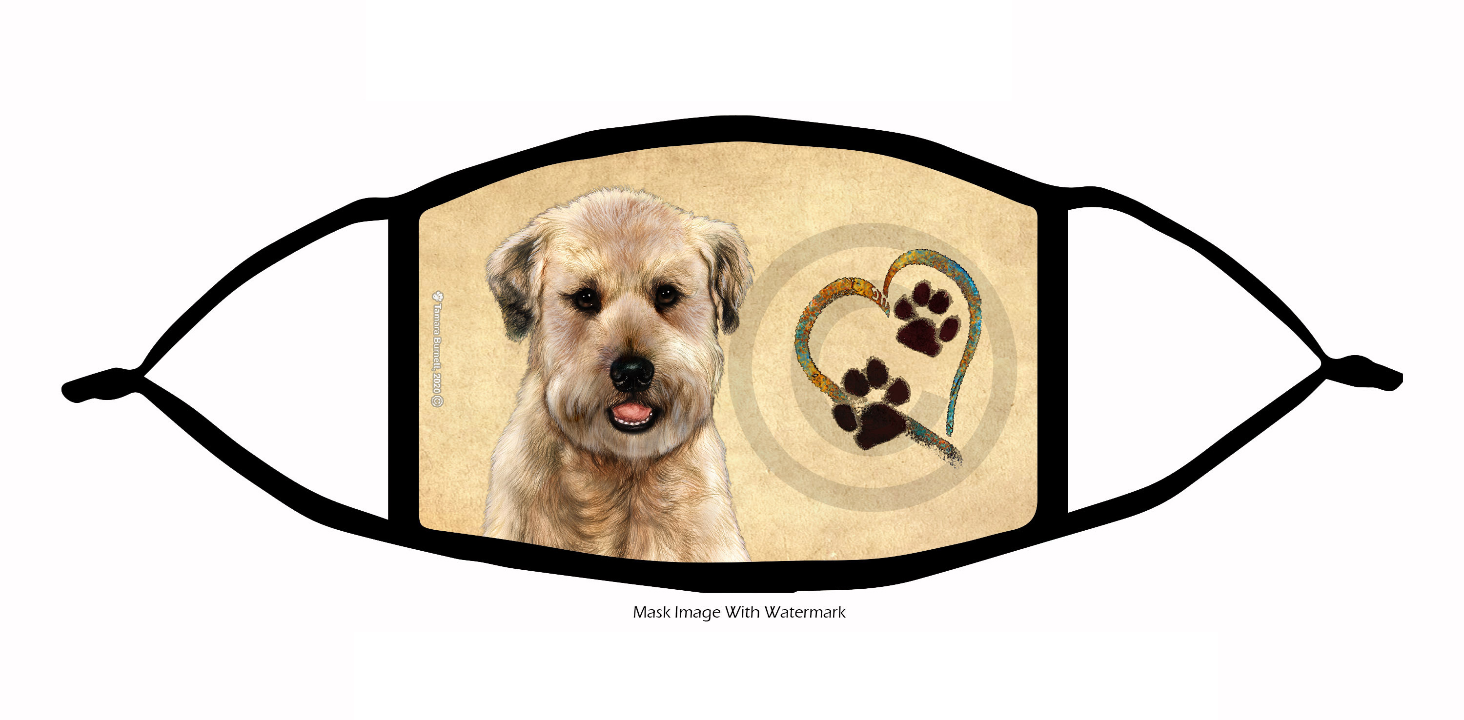 Soft Coated Wheaten Terrier (Pet Clip) Paws On My Heart Cloth Face Mask image