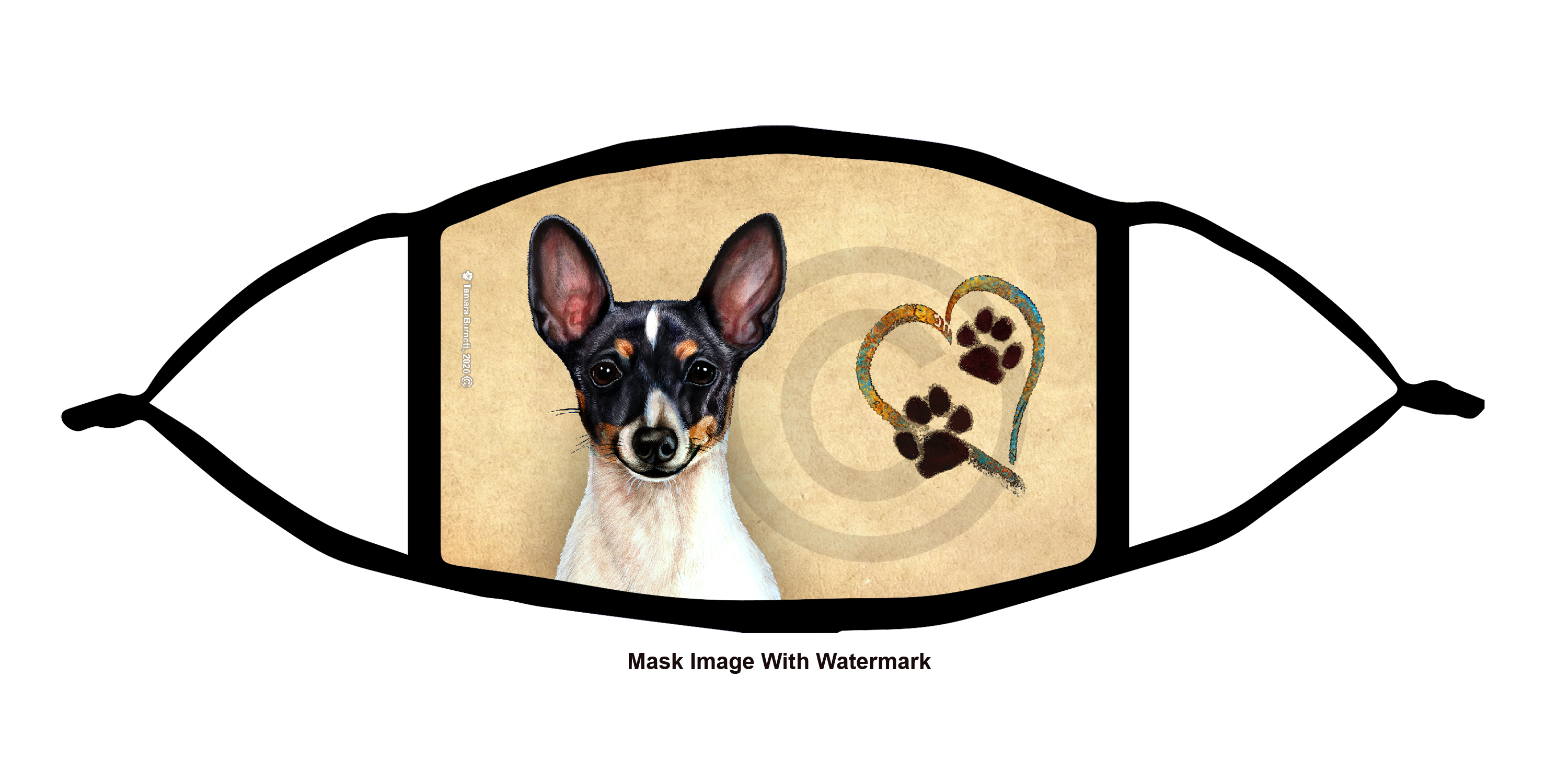 Toy Fox Terrier (Black Tricolor) Paws On My Heart Cloth Face Mask image