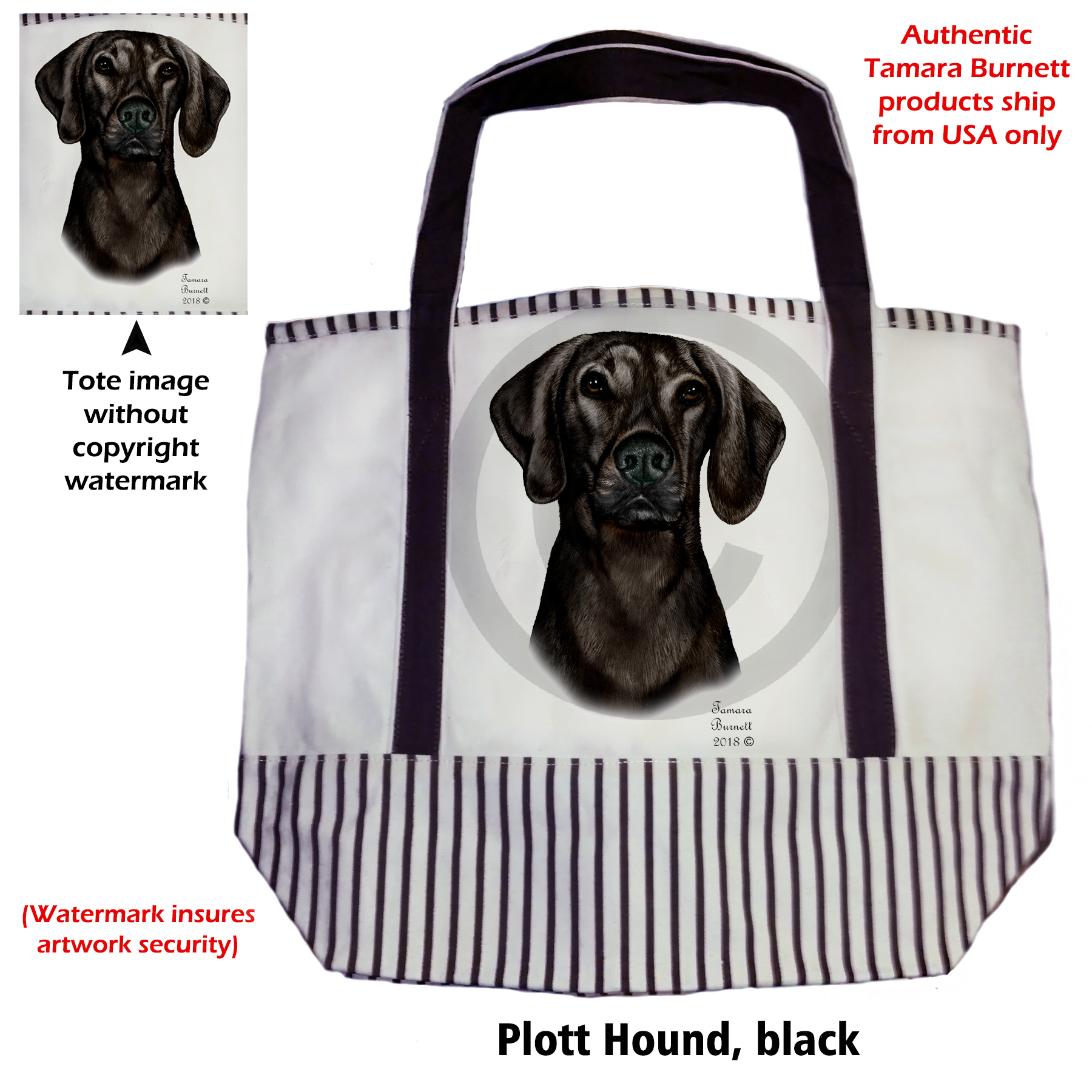 An image of product 27640 - Plott Hound (Black) Tote Bag