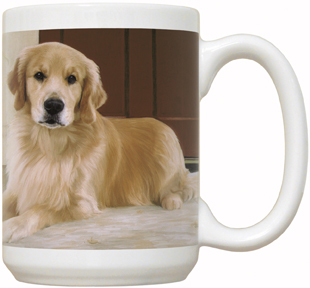 GOLDEN RETRIEVER ON PORCH GLAMOUR MUG Image