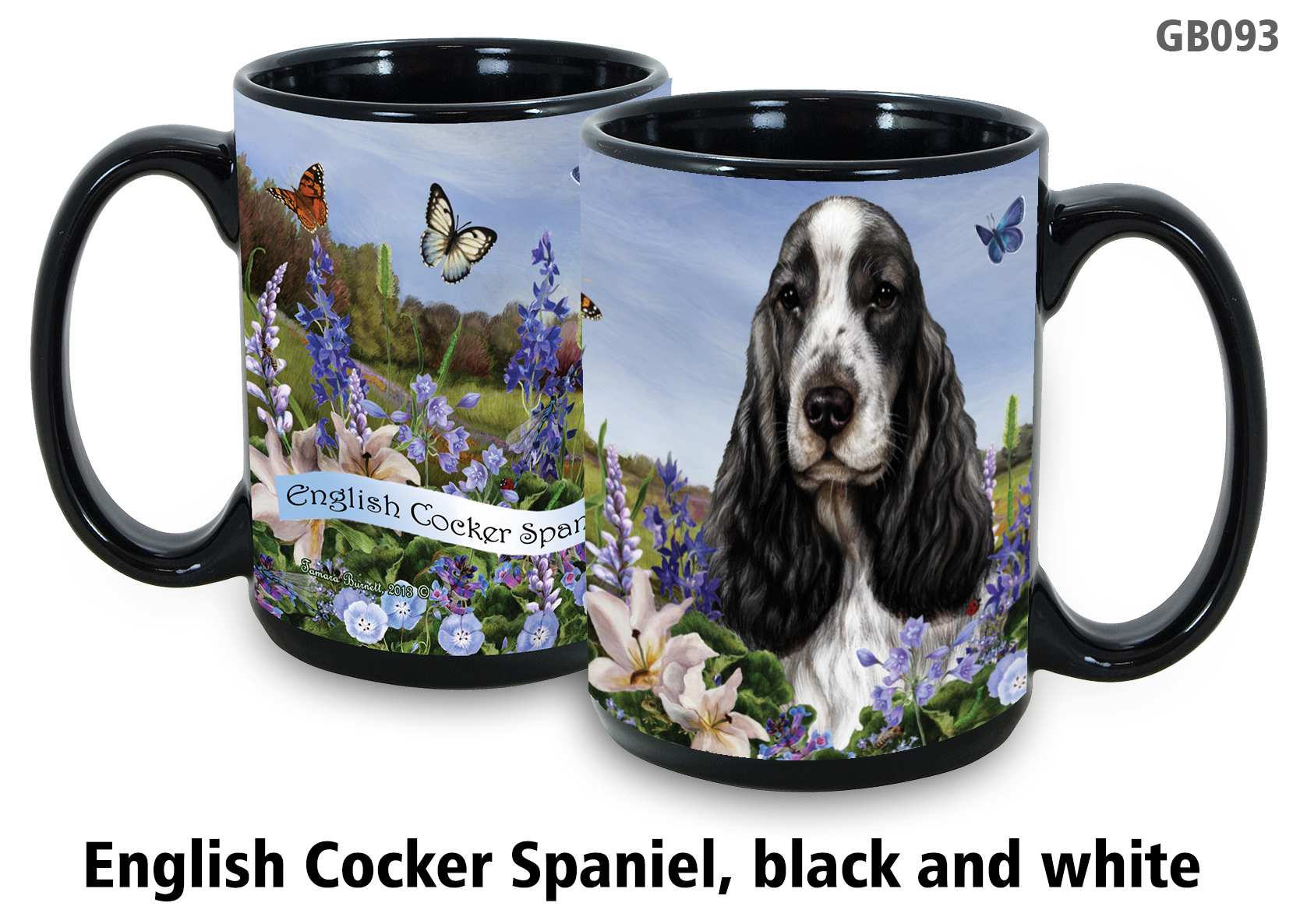 English Cocker Spaniel Black & White - Garden Party Fun Mug 15 oz Image