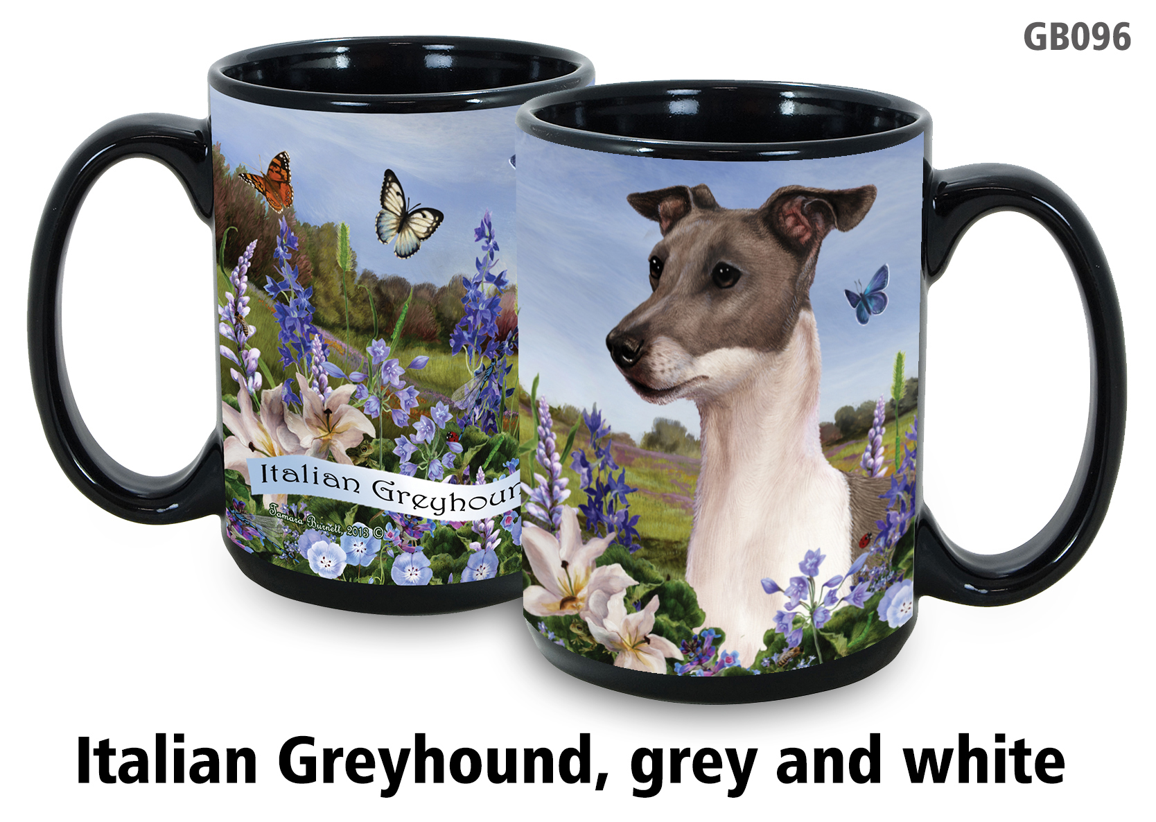 Italian Greyhound Blue & White - Garden Party Fun Mug 15 oz Image