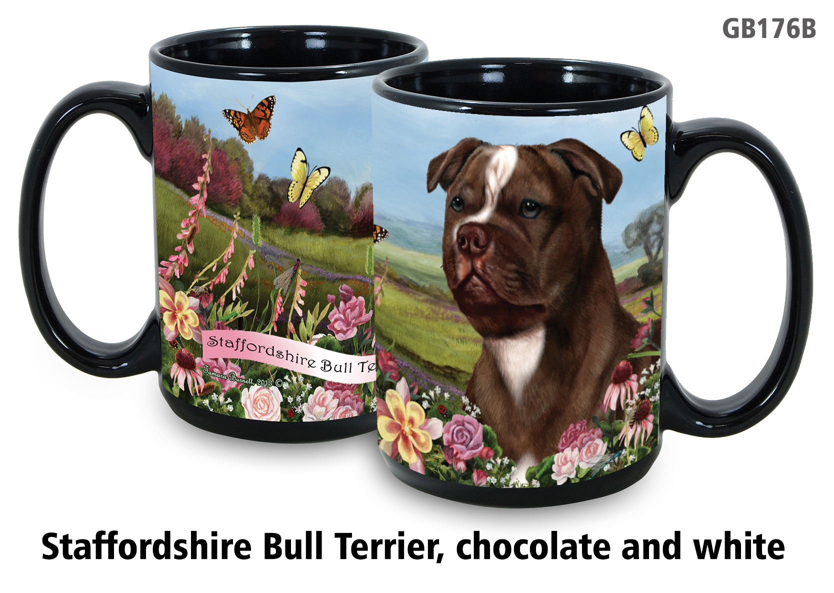 Staffordshire Bull Terrier Chocolate & White - Garden Party Fun Mug 15 oz Image