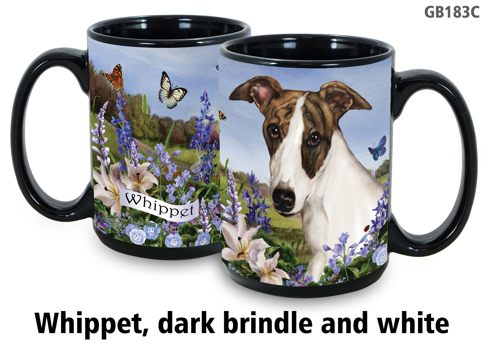 Whippet Dark Brindle & White - Garden Party Fun Mug 15 oz Image