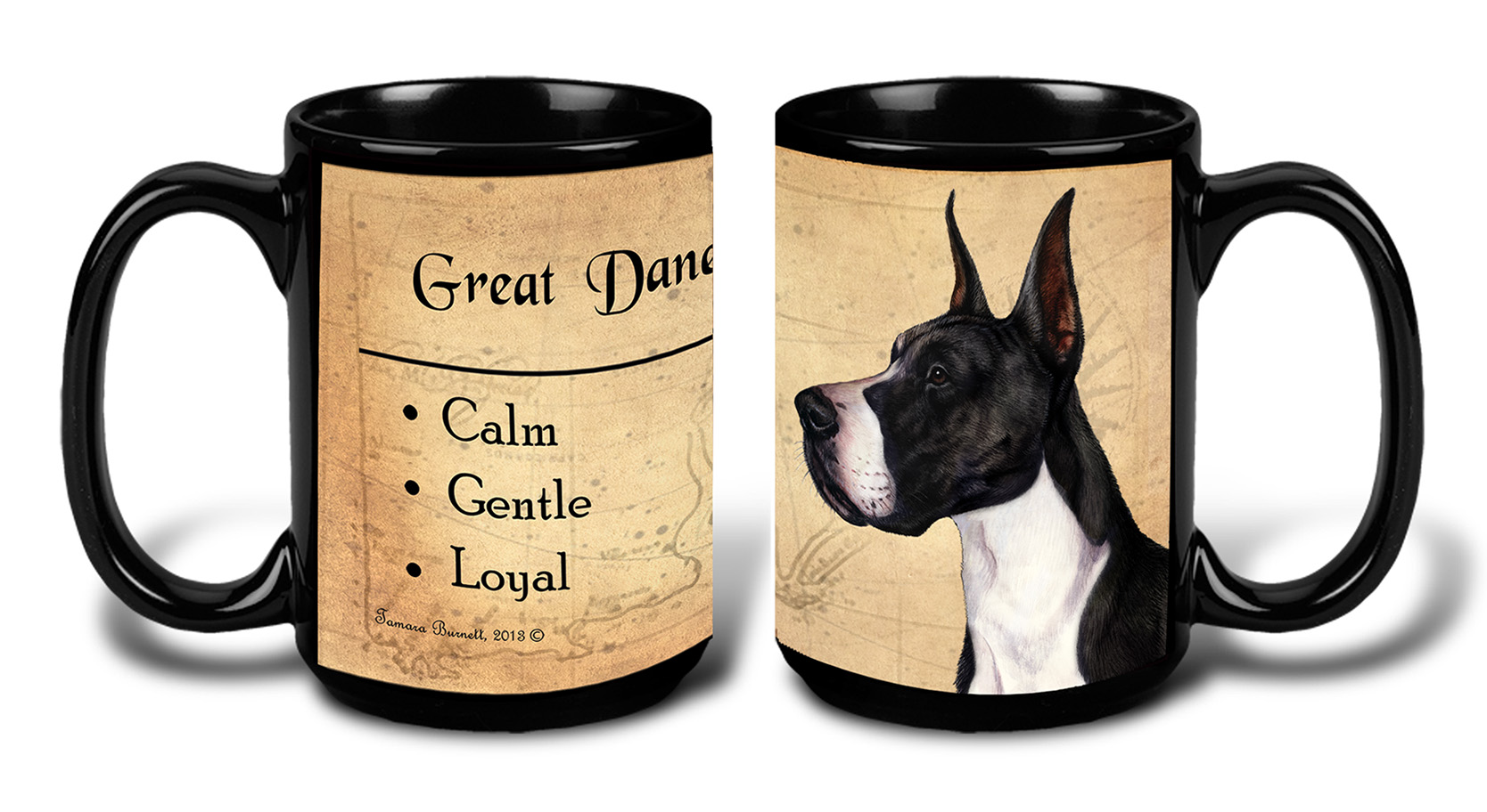 Great Dane Black/White Mantle Cropped - My Faithful Friends Mug 15 oz image