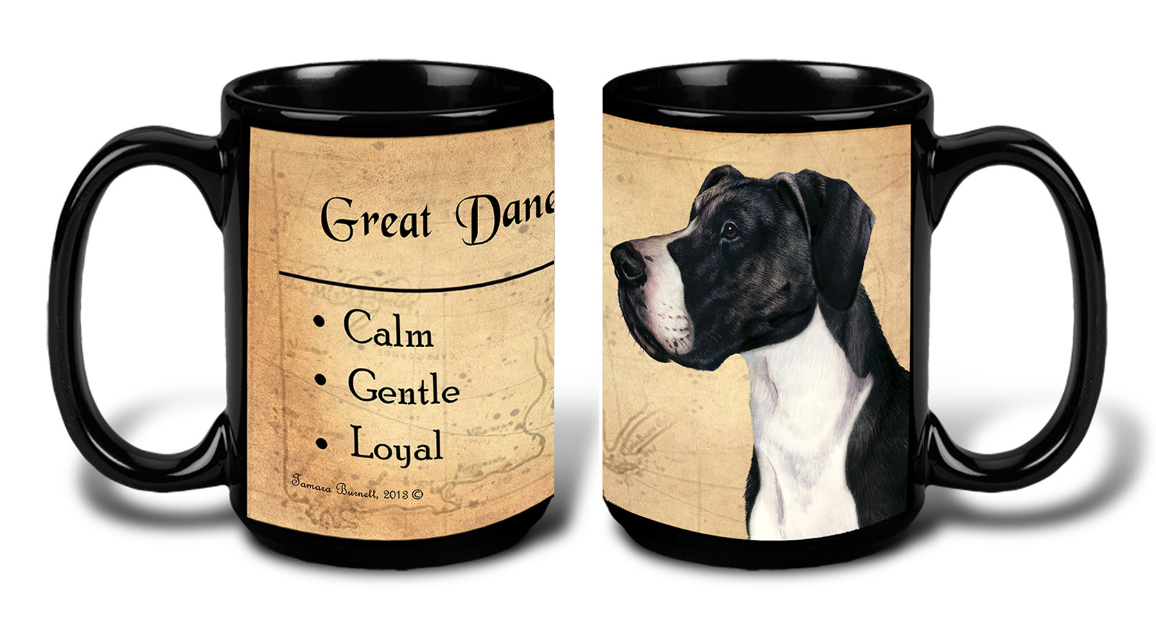 Great Dane Black/White Mantle Uncropped - My Faithful Friends Mug 15 oz image