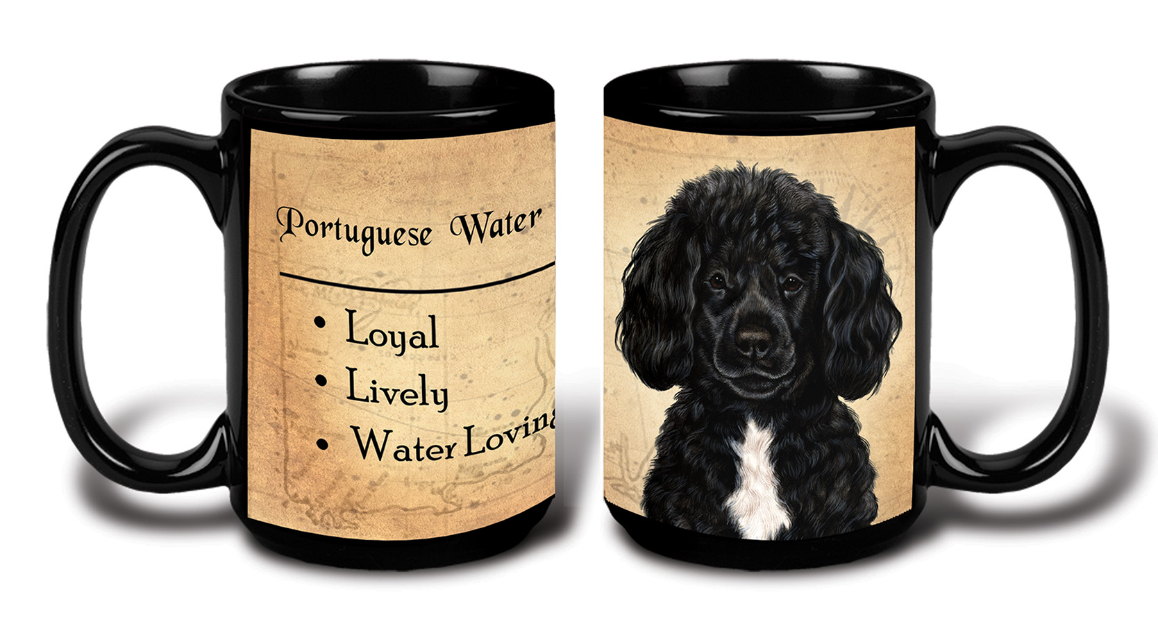 Portuguese Water Dog Black and White Beardless - My Faithful Friends Mug 15 oz image