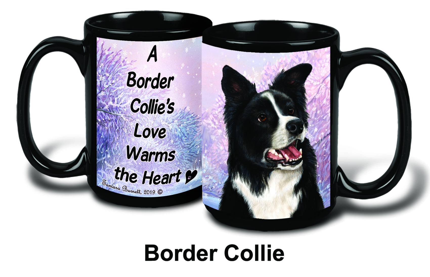 Border Collie Blk/Wht Winter Mugs image