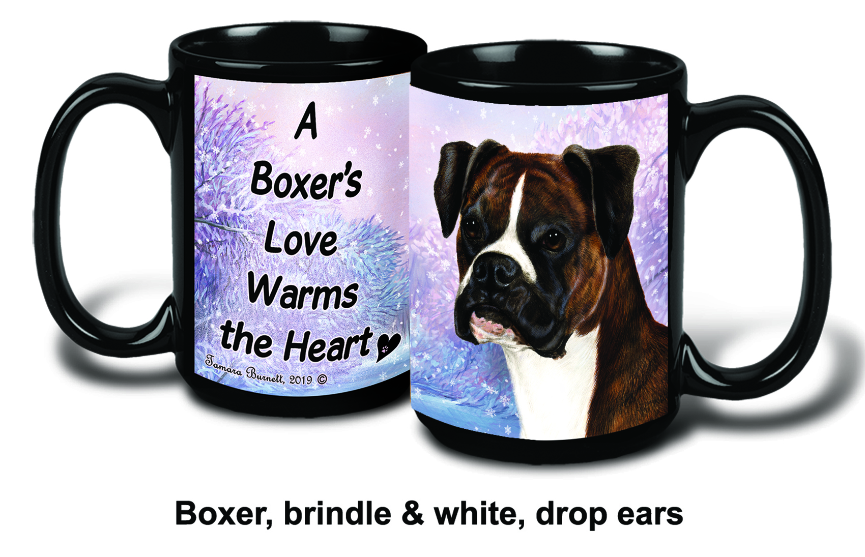 Boxer Brindle Uncropped Winter Mugs image