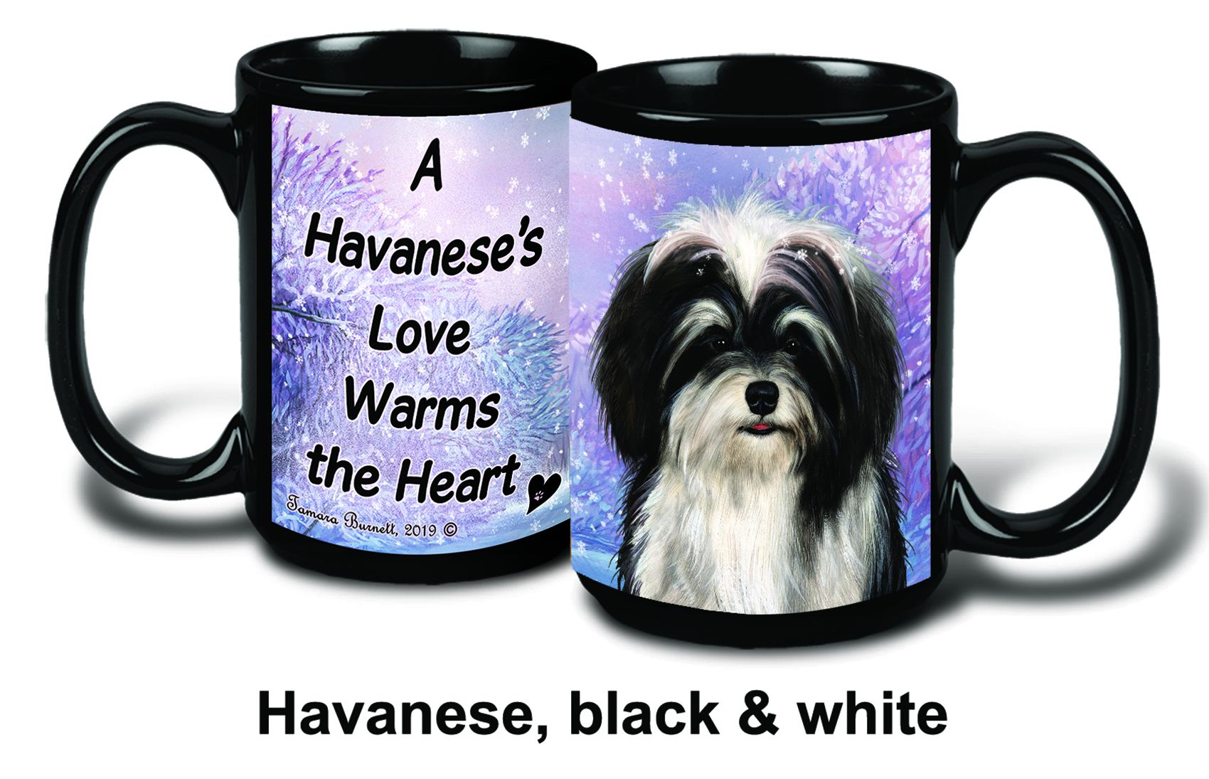 Havanese Blk/Wh Winter Mugs image