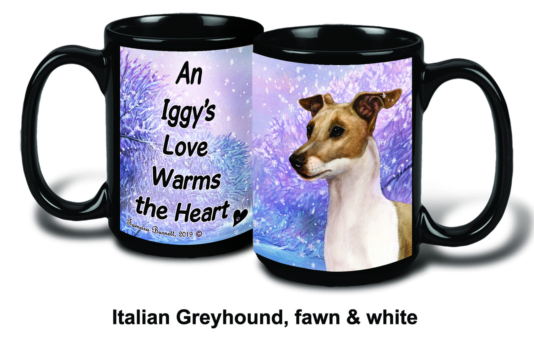 Italian Greyhound Fawn/White Winter Mugs image
