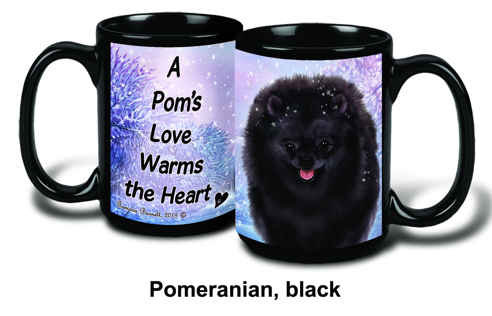 Pomeranian Blk Winter Mugs image