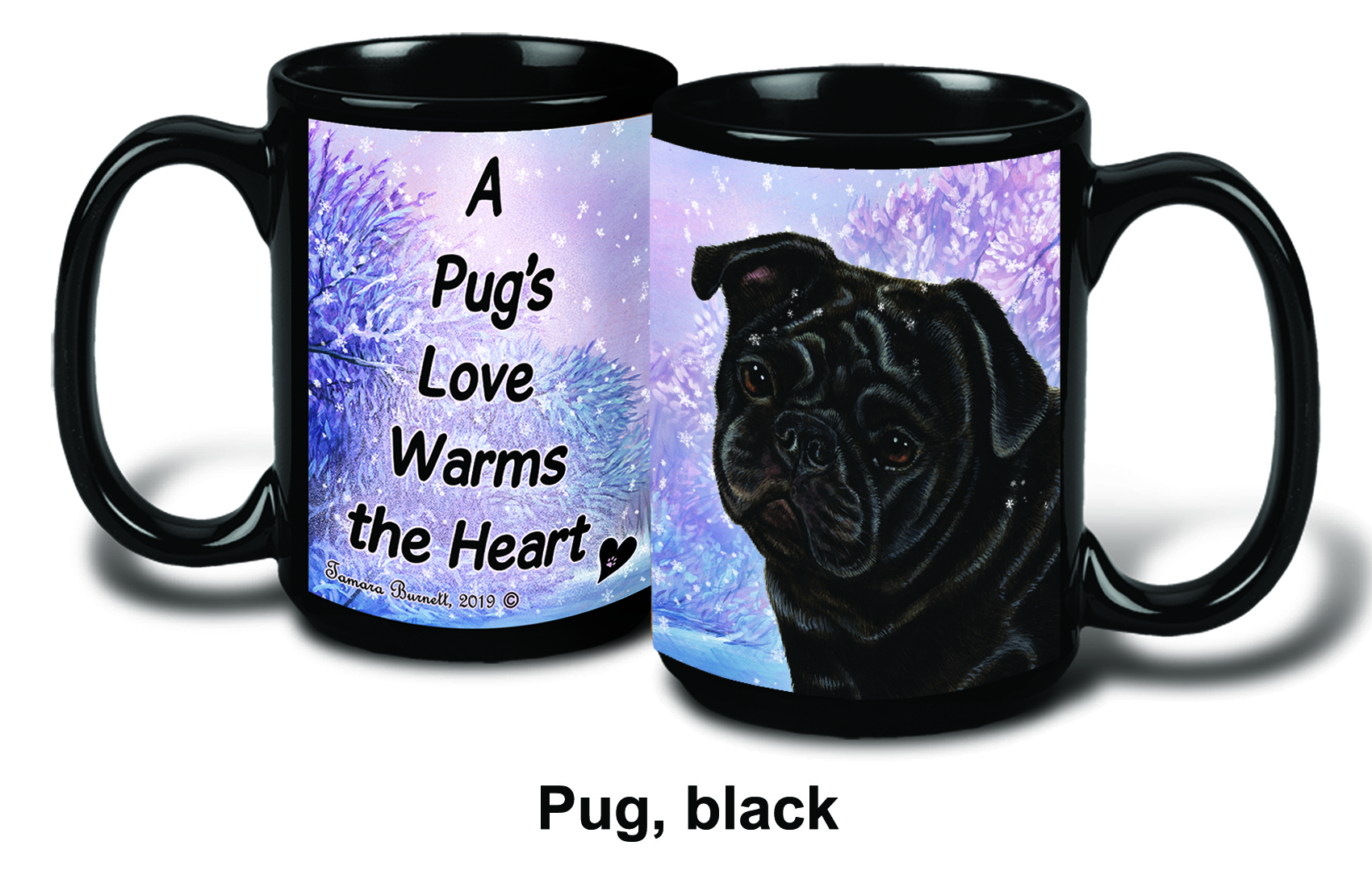 Pug Black Winter Mugs image