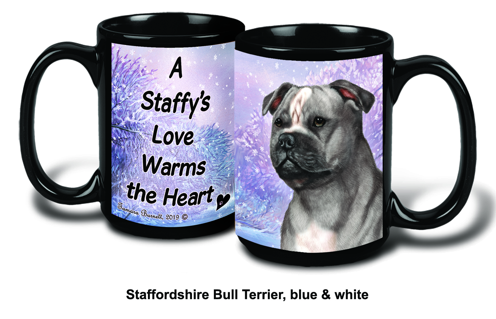 Staffordshire Terrier Blue/Wht Winter Mugs image