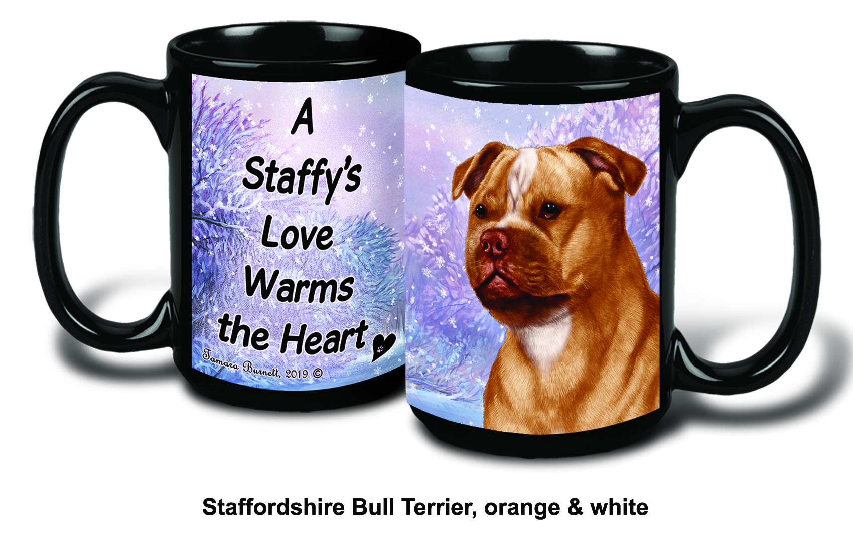 Staffordshire Terrier Org/Wht Winter Mugs image