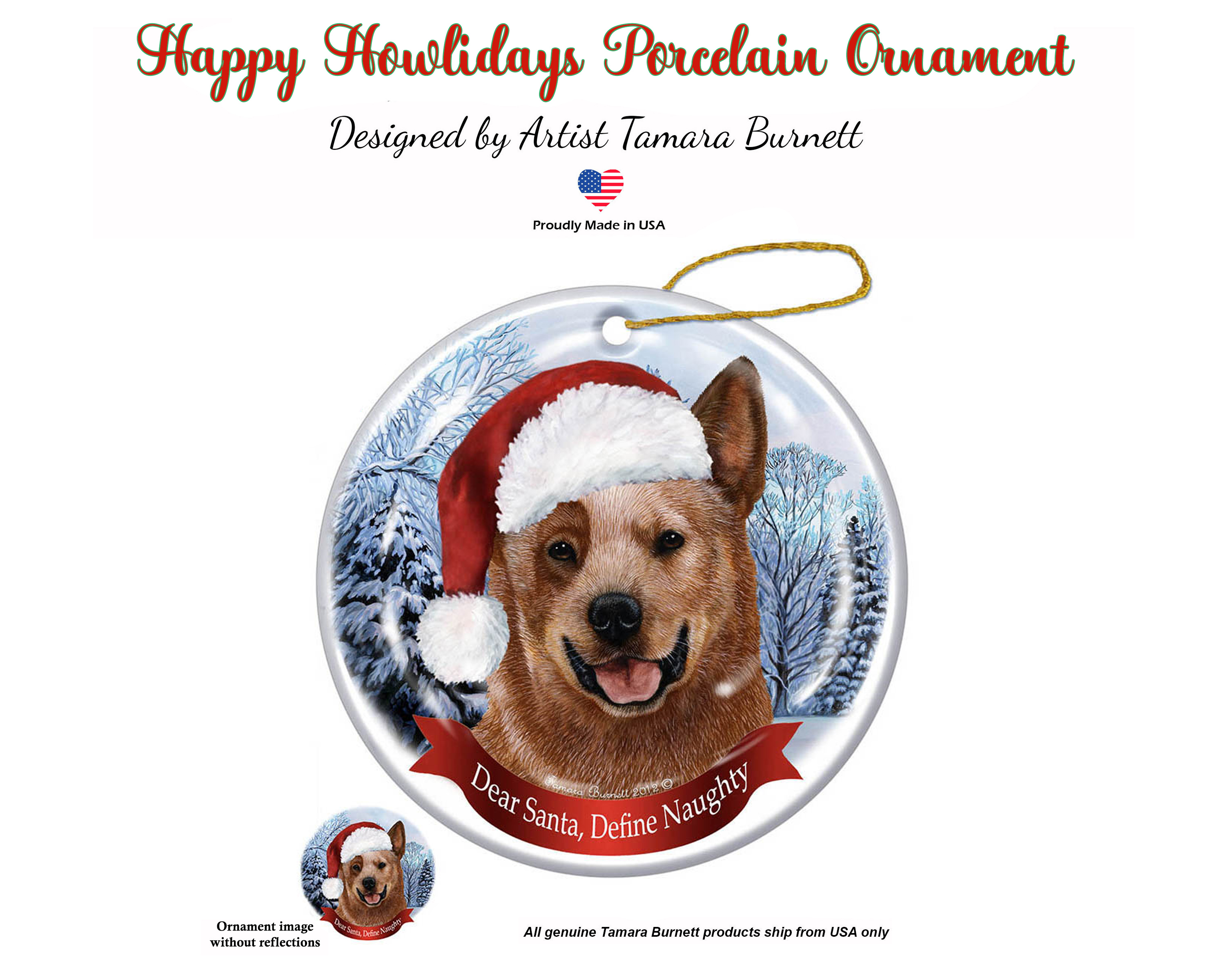 Australian Cattle Dog (Red) -  Dear Santa, Define Naughty Christmas Ornament image
