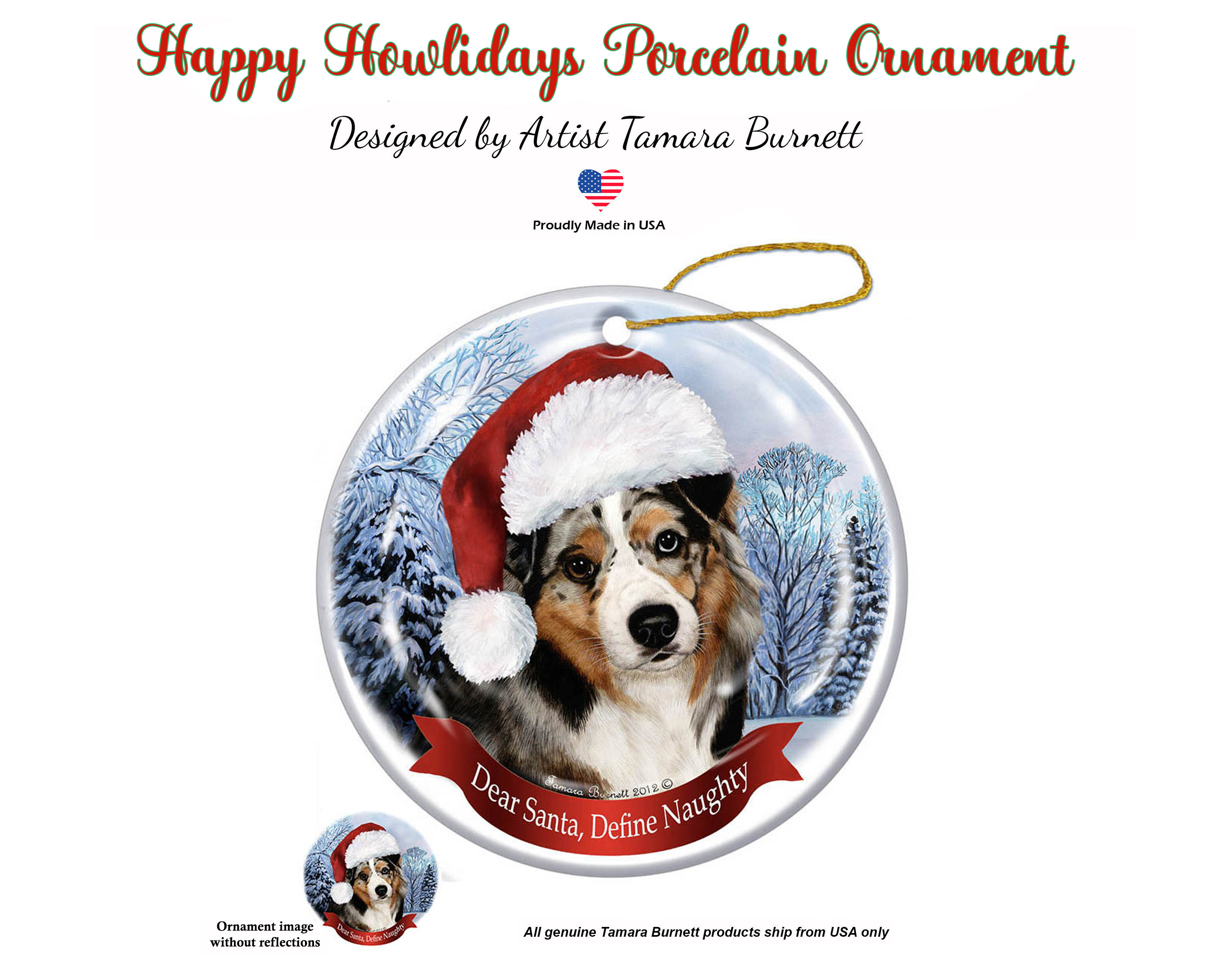 Australian Shepherd -  Dear Santa, Define Naughty Christmas Ornament image
