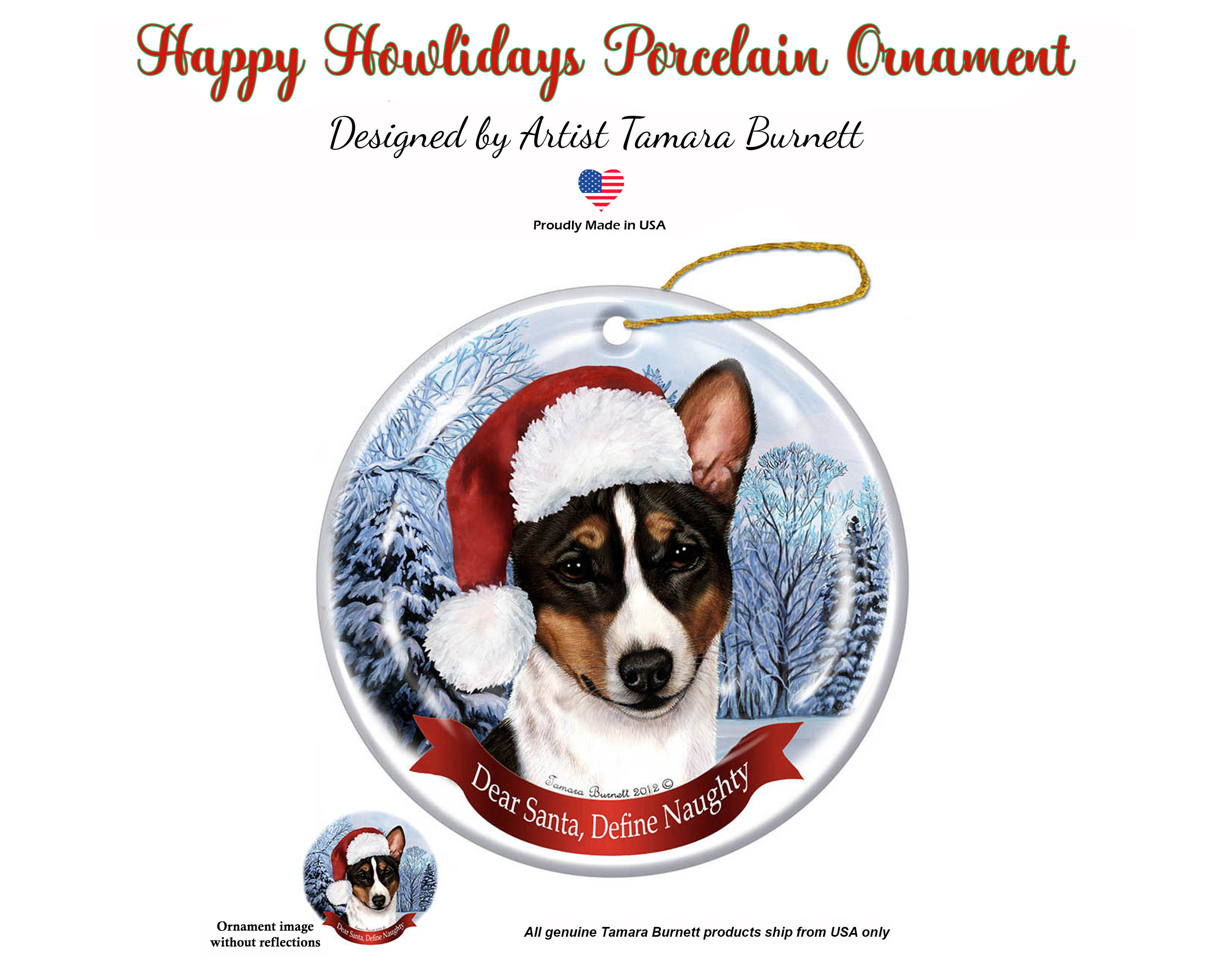 Basenji (Tri) -  Dear Santa, Define Naughty Christmas Ornament image