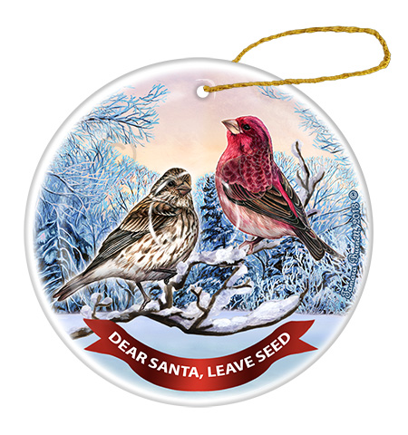 Purple Finch - Dear Santa, Leave Seed Ornament image
