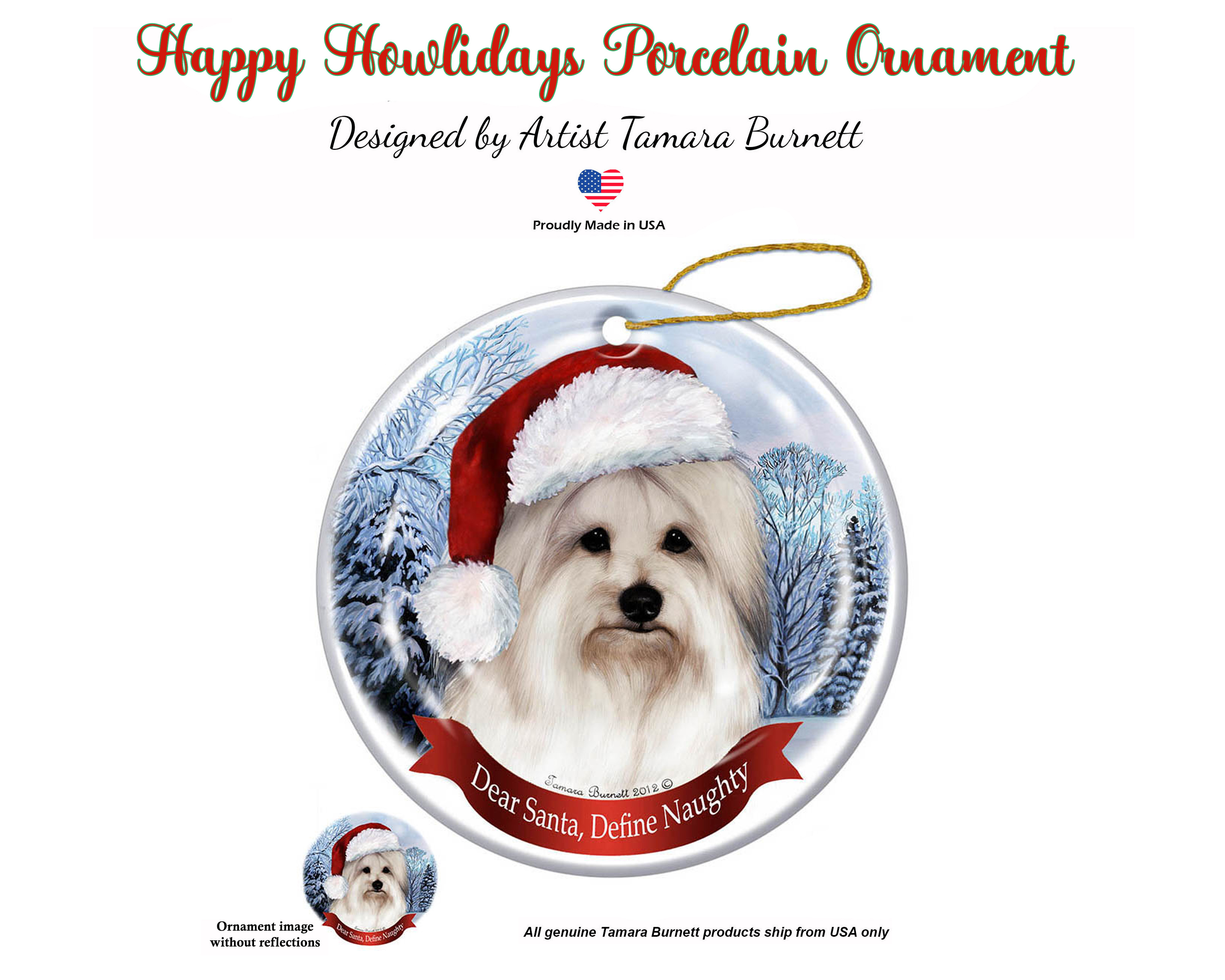 An image of product 968 - Coton de Tulear -  Dear Santa, Define Naughty Christmas Ornament