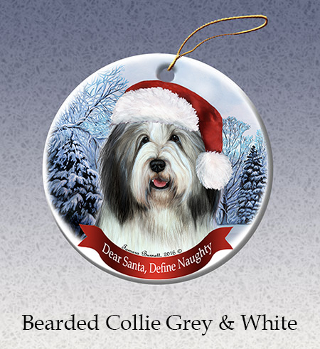 Bearded Collie Grey and White - Howliday Ornament Image