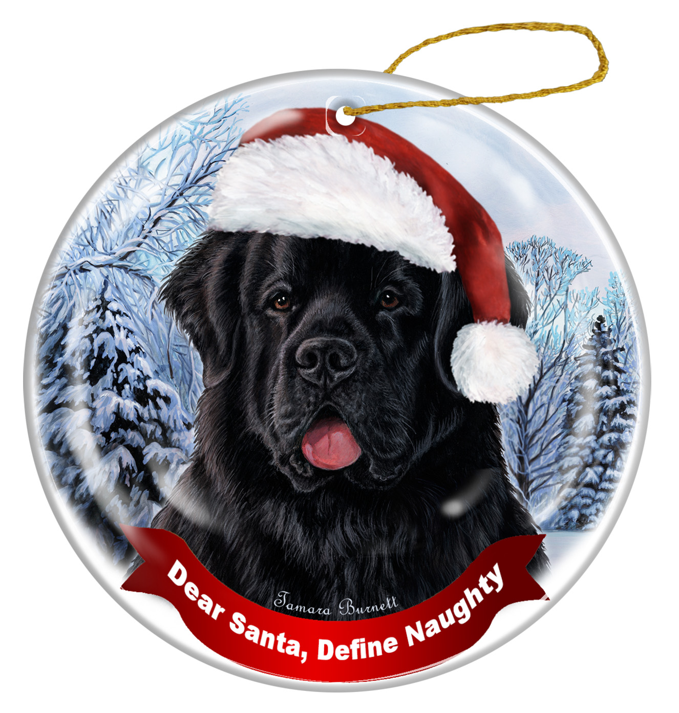 An image of product 842 - Newfoundland -  Dear Santa, Define Naughty Christmas Ornament