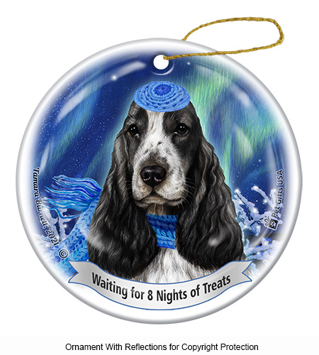 Eng Cocker Spaniel Black/White Series 5 Hanukkah Ornament image