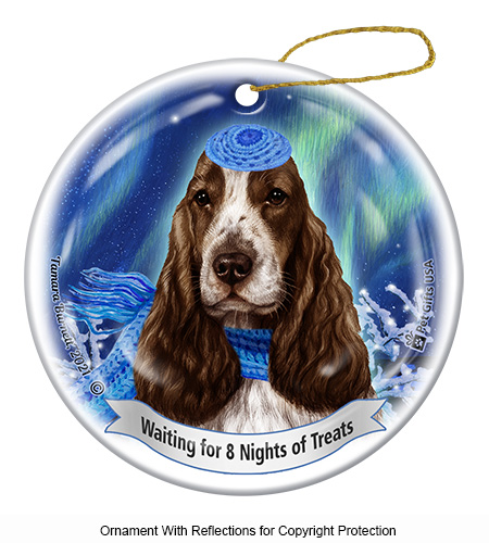 Eng Cocker Spaniel Liver/White Series 5 Hanukkah Ornament Image