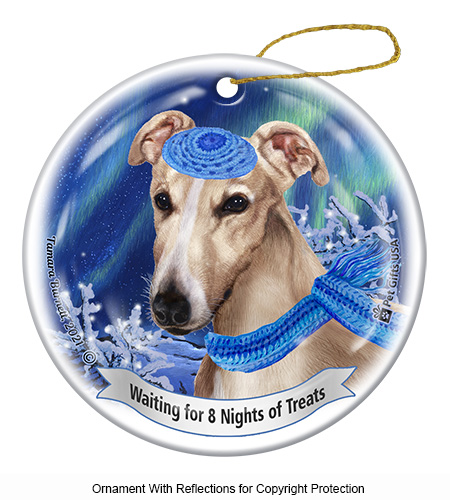 Greyhound Cream Series 5 Hanukkah Ornament image