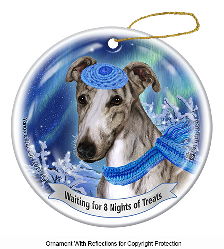 Greyhound Brindle Fawn Series 5 Hanukkah Ornament image