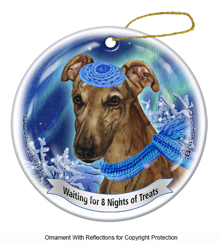 Greyhound Brindle Red Series 5 Hanukkah Ornament image