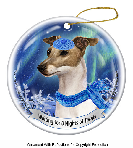 Italian Greyhound Fawn/White Series 5 Hanukkah Ornament Image