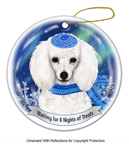 Poodle White Series 5 Hanukkah Ornament Image