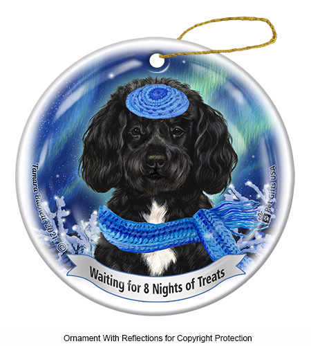 Portuguese Water Dog Black Series 5 Hanukkah Ornament image