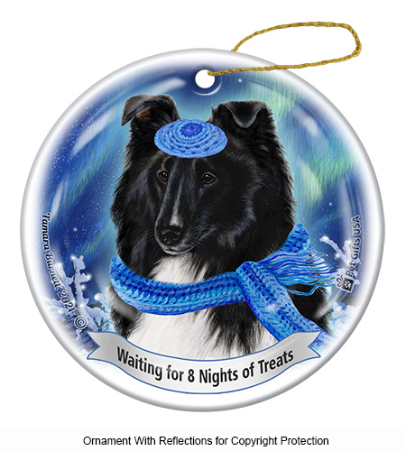 Sheltie Black/White Series 5 Hanukkah Ornament Image