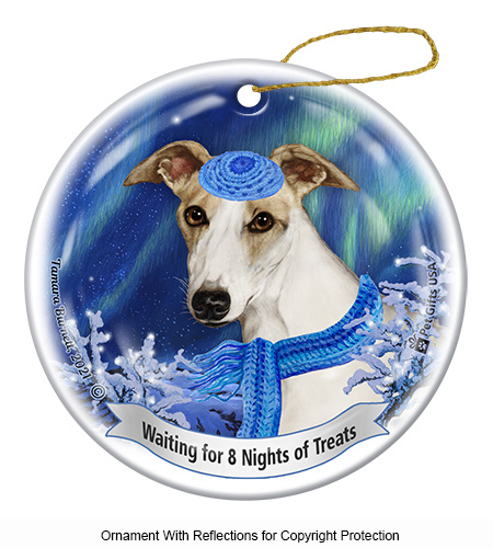 Whippet Fawn Brindle/White Series 5 Hanukkah Ornament Image