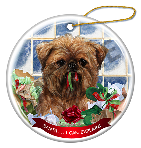 Brussels Griffon Brown - Santa I Can Explain Ornament Image