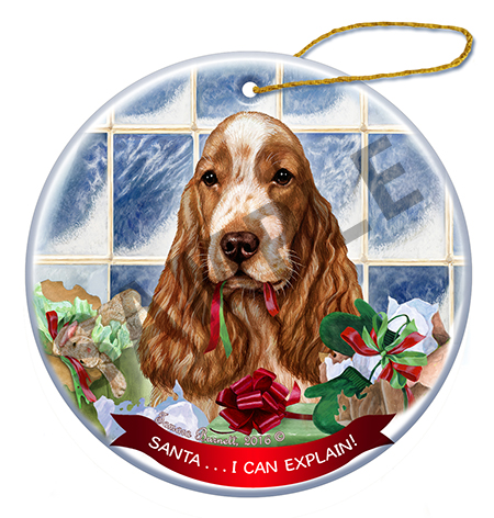 English Cocker Orange Roan - Santa I Can Explain Ornament Image