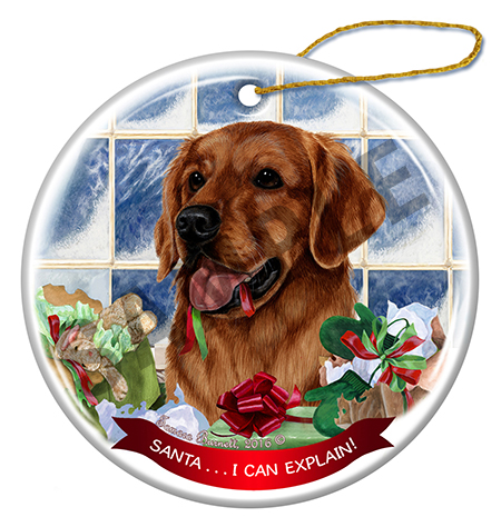 Golden Retriever Red - Santa I Can Explain Ornament Image